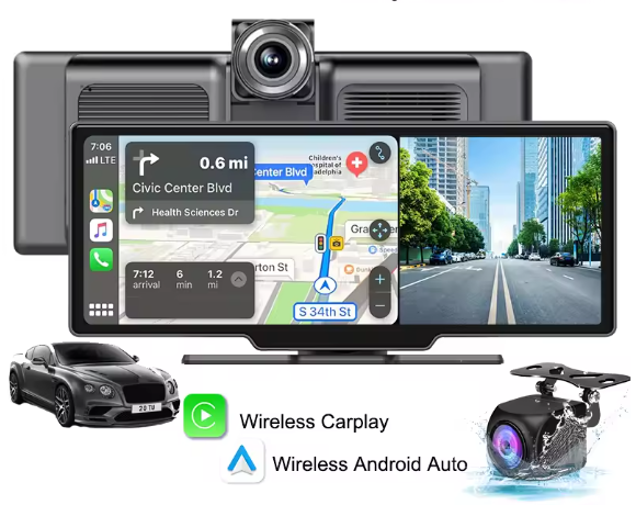 10.26 Inch DashTekk™ 4K Dashcam Wireless Multimedia Carplay