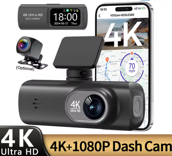 DashTekk™ Dual Lense 4K WIFI Dashcam