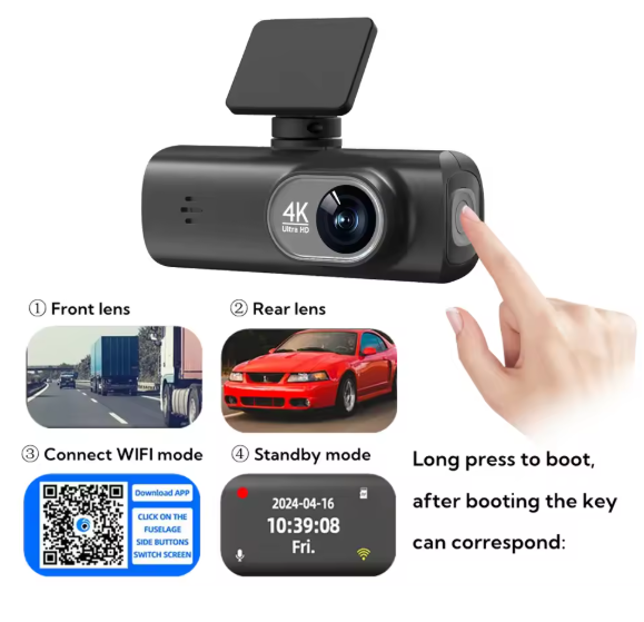 DashTekk™ Dual Lense 4K WIFI Dashcam