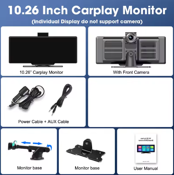 10.26 Inch DashTekk™ 4K Dashcam Wireless Multimedia Carplay