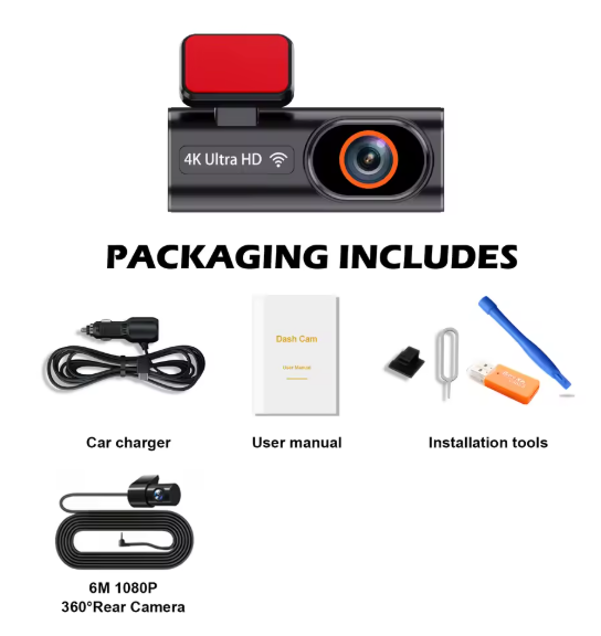 DashTekk™ Ultra HD 4K Front and Rear Dash Cam