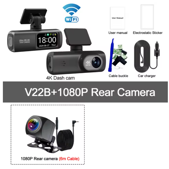 DashTekk™ Dual Lense 4K WIFI Dashcam