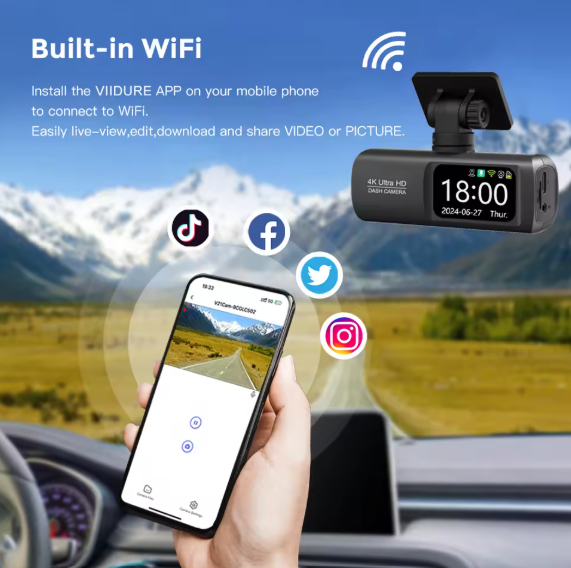 DashTekk™ Dual Lense 4K WIFI Dashcam
